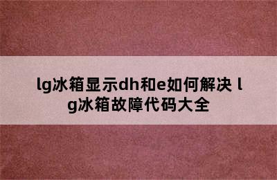 lg冰箱显示dh和e如何解决 lg冰箱故障代码大全